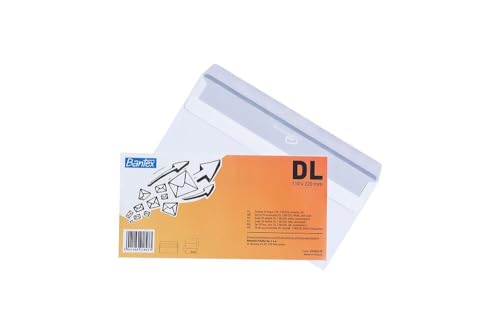 Bantex selbstklebende Briefumschläge DL Weiß 25 Stück in Folienpackung