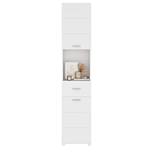 FOREHILL Bad Hochschrank in Weiß mit 2 Türen 37 × 30 × 180 cm