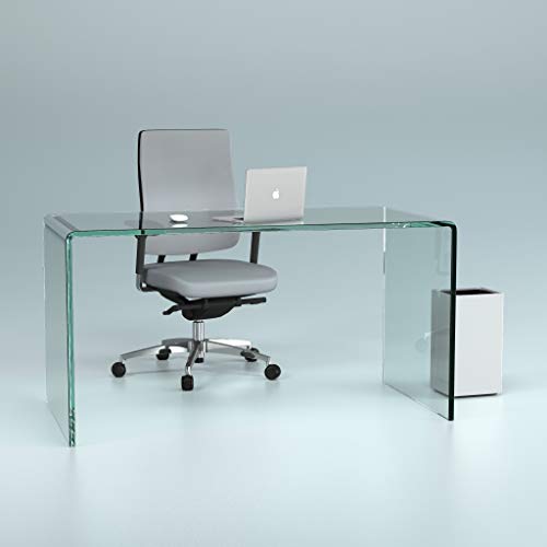 BIJON Design Schreibtisch als Glastisch aus einem Stück Klarglas