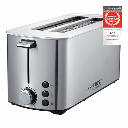 TZS First Austria Toaster aus Edelstahl mit abnehmbaren Aufsatz