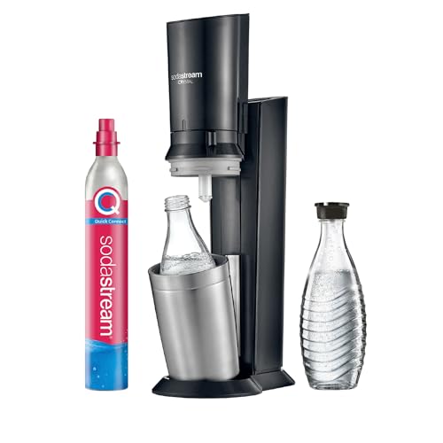 SodaStream Crystal 3.0 Wassersprudler mit 1 Quick-Connect CO2-Zylinder und 2 Glaskaraffen