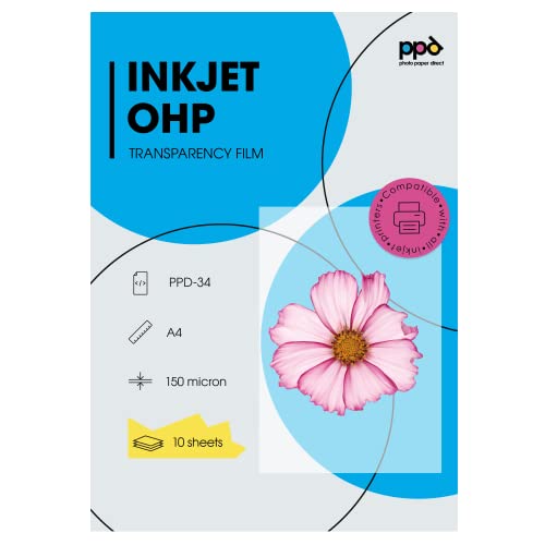 PPD 10 × A4 Inkjet Premium Overheadfolie für vollfarbige Ausdrucke in höchster Qualität