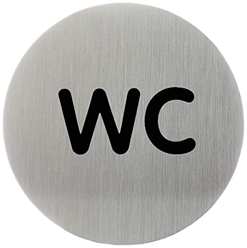 WC-Piktogrammschild in metallic silber in mehreren Ausführungen im Angebot
