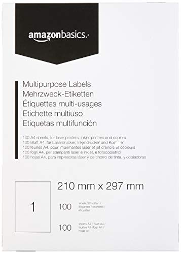 Amazon Basics 100 Universal Adressaufkleber 210 × 297 mm mehrere Größen verfügbar