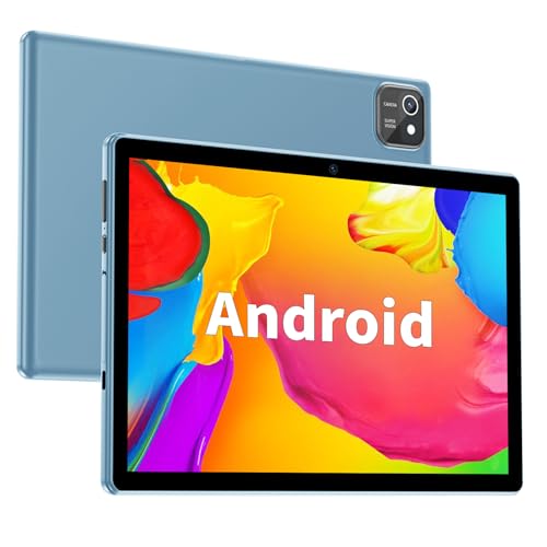 JIKOCXN 10 Zoll Tablet Android Tablet, 2GB RAM+64GB ROM 512GB Erweiterung, Quad Core Prozessor Tablet PC, 1280 x 800 IPS HD Bildschirm, 6000mAh Akku, Dual Kamera, GPS, WIFI (Blau)