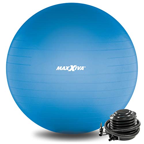 MAXXIVA® Fitnessball Anti-Burst mit Luftpumpe bis 250 kg hautfreundlicher Sitzball