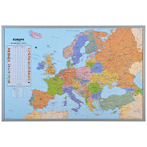 XXL Memotafel Europakarte mit Pinnfunktion und 12 praktischen Markierfähnchen