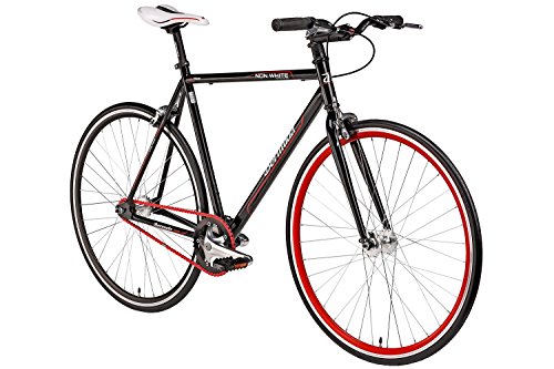 Fixie 28 Zoll Singlespeed Fahrrad Schwarz / Rot für Damen und Herren
