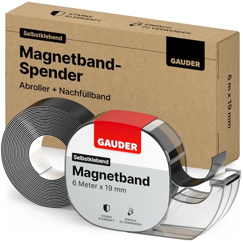 GAUDER selbstklebendes Magnetband im Spender inklusive 1 Ersatzband