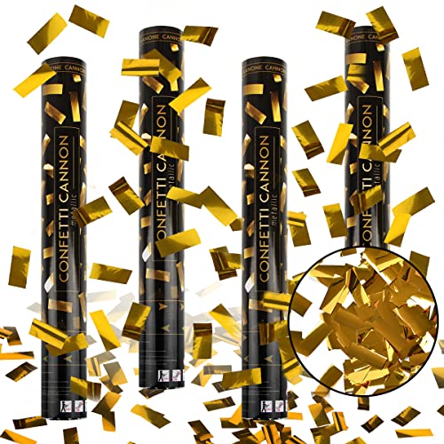 Konfettikanonen Gold RosyFate 4 × Konfettishooter 40 cm 6-10 m Effekthöhe