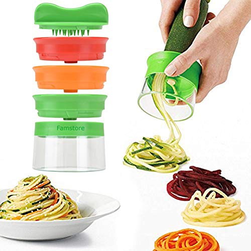 Famstore 3-Klingen Gemüseschneider für Spaghettigemüse BPA-freie ABS Plastik