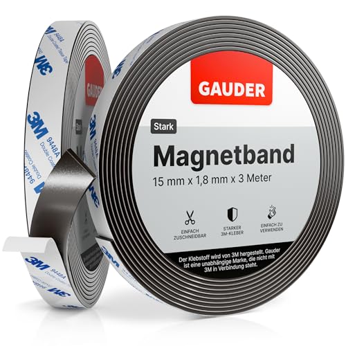 GAUDER selbstklebendes Magnetband mit 3M Klebstoff in verschiedenen Größen