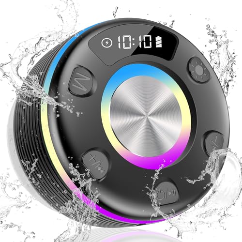 OYIB Bluetooth Duschlautsprecher Lautsprecher mit HD-Sound Musikbox mit LED Licht IPX7